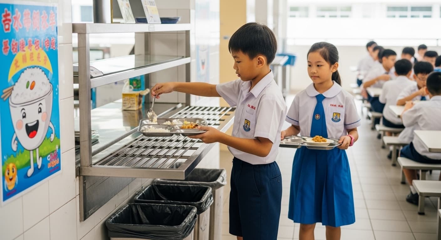 Photograph stimulus: Clearing Our Own Trays
